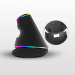 DELUX M618 Plus RGB 有線光學滑鼠 人體工學垂直滑鼠 4000DPI，有線4000DPI