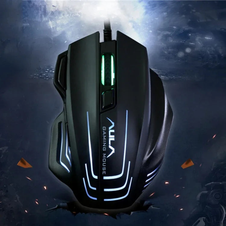 Aula 系列 Ghost Shark II 彩色燈光 7D 光學競技 USB 有線遊戲滑鼠，最高解析度 4000 DPI，Ghost Shark II(B)
