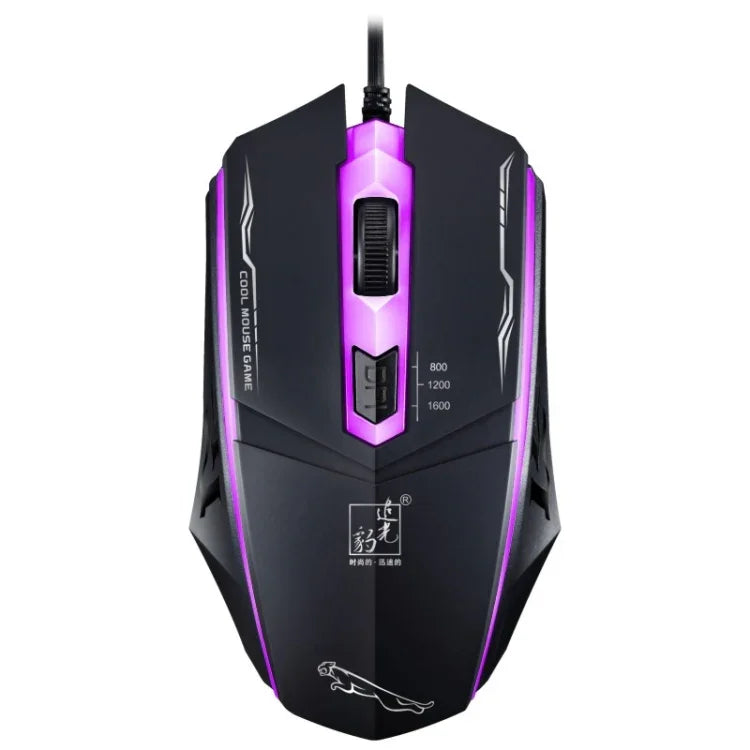 Chasing Leopard 199 USB 1600DPI 三速可調 LED 背光有線光學遊戲滑鼠，長度：1.3m，199 黑色，199