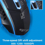 Chasing Leopard 199 USB 1600DPI 三速可調 LED 背光有線光學遊戲滑鼠，長度：1.3m，199 黑色，199