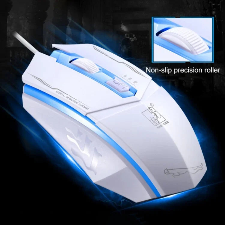 Chasing Leopard 199 USB 1600DPI 三速可調 LED 背光有線光學遊戲滑鼠，長度：1.3m，199 黑色，199