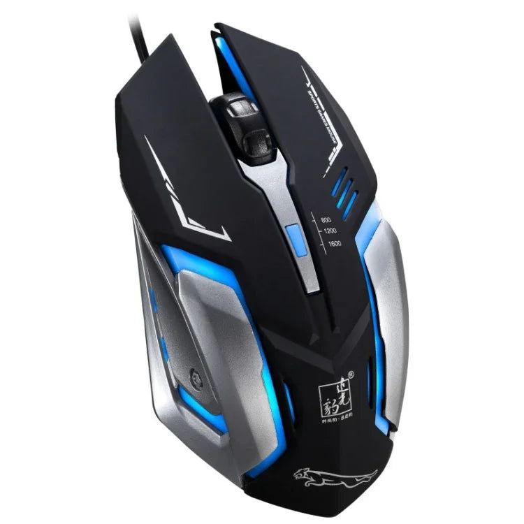 Chasing Leopard K1 USB 1600DPI 三速可調 LED 背光靜音有線光學遊戲滑鼠，長度：1.3m
