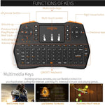 VIBOTON i8 Plus 升級版 2.4GHz QWERTY 迷你無線鍵盤，帶觸控板，適用於 TV Box、Mi Box、電腦、平板、筆記型電腦及投影機（黑色），無線鍵盤