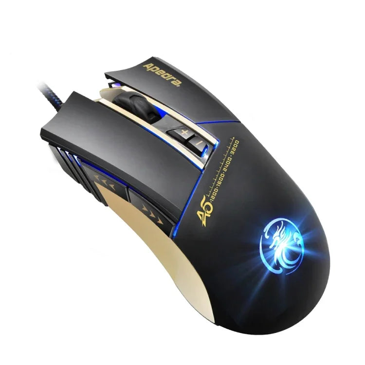 Apedra iMICE A5 高精度遊戲滑鼠，LED 四色呼吸燈控制，USB 7 鍵，3200 DPI 有線光學遊戲滑鼠，適用電腦、PC、筆記型電腦，iMICE A5