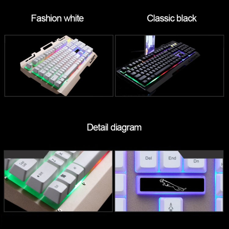 ZGB G700 104 鍵 USB 有線機械手感發光金屬面板懸浮式遊戲鍵盤，附手機支架