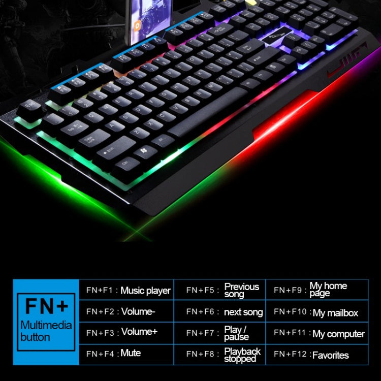 ZGB G700 104 鍵 USB 有線機械手感發光金屬面板懸浮式遊戲鍵盤，附手機支架