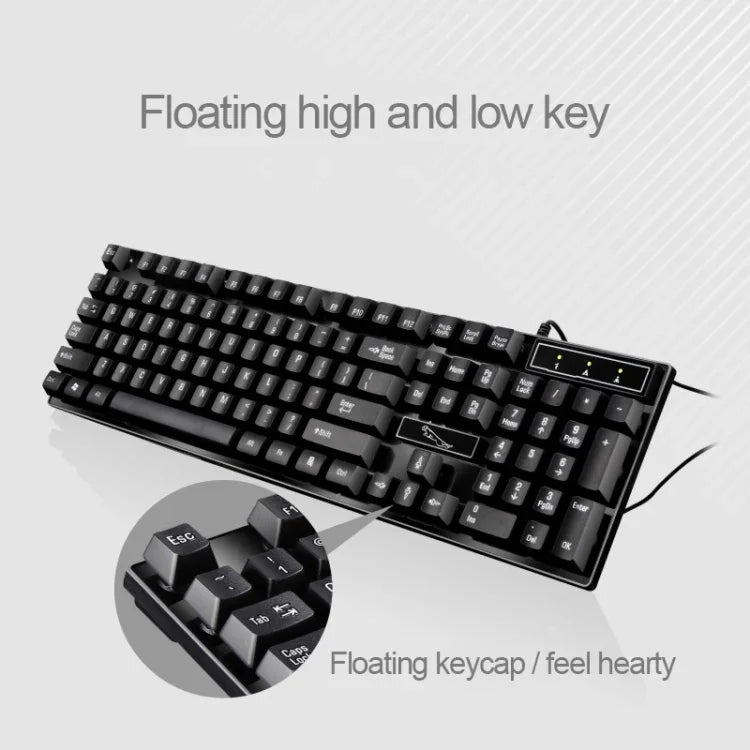 ZGB Q17 104 鍵 USB 有線懸浮式遊戲辦公鍵盤，適用筆記型電腦、PC