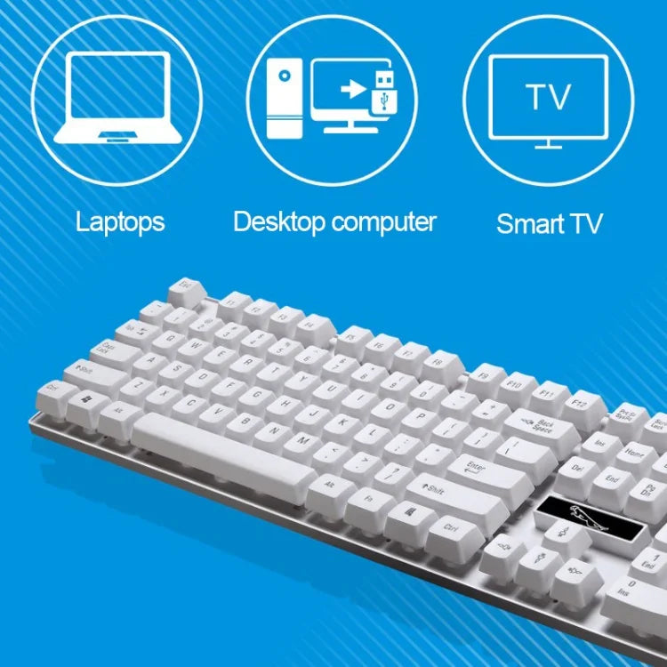 ZGB Q17 104 鍵 USB 有線懸浮式遊戲辦公鍵盤，適用筆記型電腦、PC