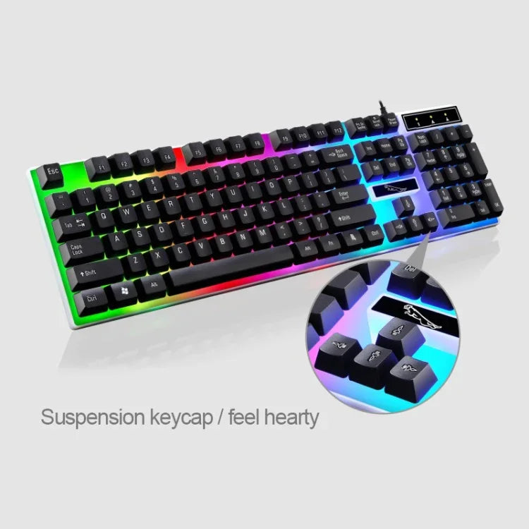 ZGB G21 1600 DPI 專業有線彩色背光機械手感懸浮式鍵盤 + 光學滑鼠套裝，適用筆記型電腦、PC
