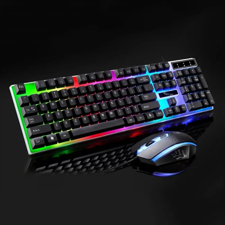 ZGB G21 1600 DPI 專業有線彩色背光機械手感懸浮式鍵盤 + 光學滑鼠套裝，適用筆記型電腦、PC