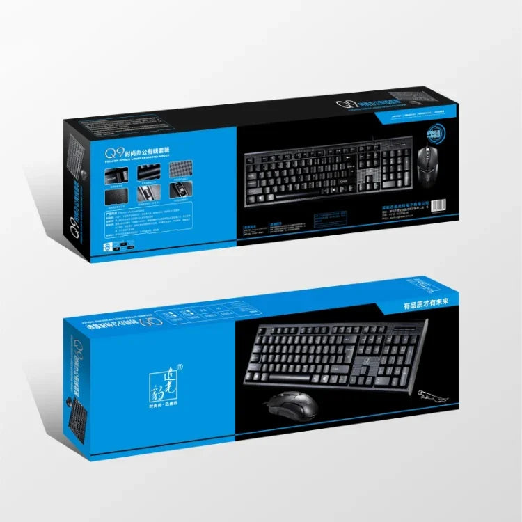 Chasing Leopard Q9 1600 DPI專業有線格紋紋理遊戲辦公鍵盤+光學滑鼠套裝