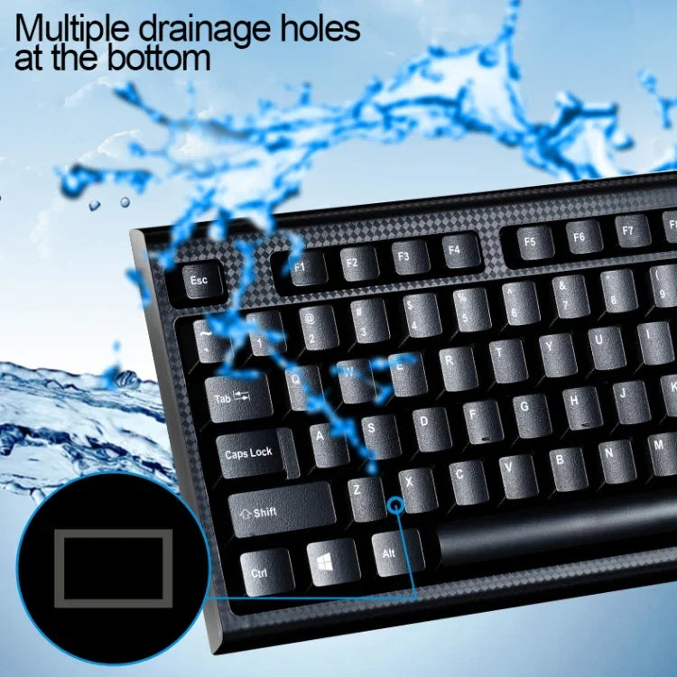 Chasing Leopard Q9 1600 DPI專業有線格紋紋理遊戲辦公鍵盤+光學滑鼠套裝