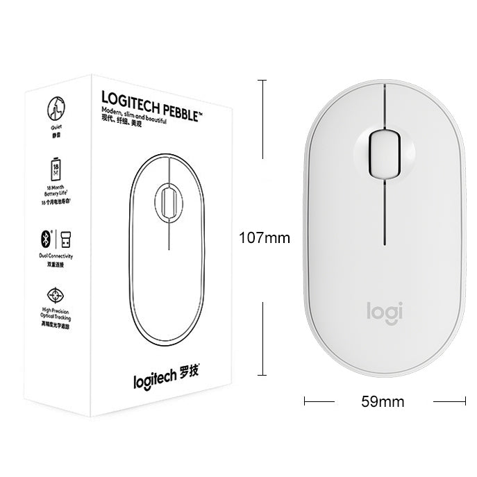 羅技 Pebble 鵝卵石造型薄型 3 鍵 1000DPI 靜音無線藍牙光學滑鼠，無線距離：10米