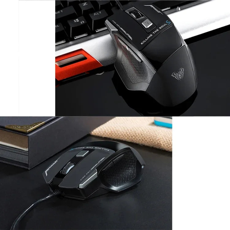 AULA 系列 SoulKiller II 彩色燈光 7D 光學競技 USB 有線遊戲滑鼠，最高解析度 3500 DPI，SoulKiller II(B)