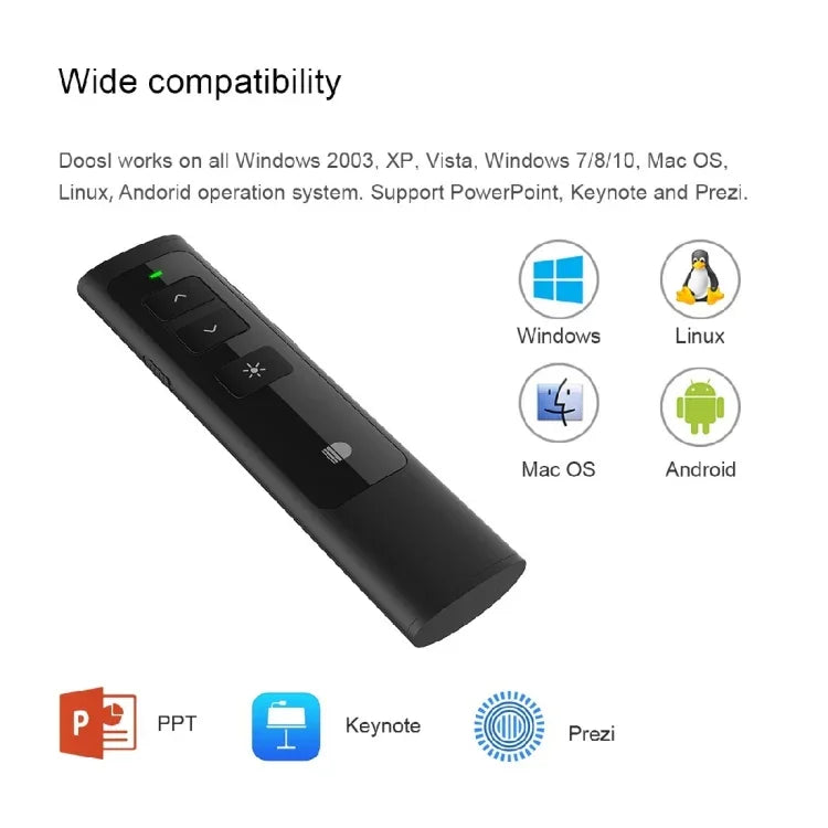 Doosl DSIT013 2.4GHz 可充電 PowerPoint 簡報多功能雷射指示筆，適用 PowerPoint / Keynote / Prezi，遙控距離：100m