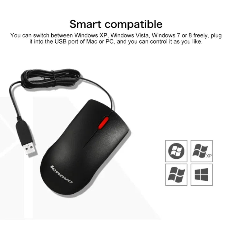 聯想 M120 Pro 時尚辦公紅點有線滑鼠，M120 Pro 有線滑鼠