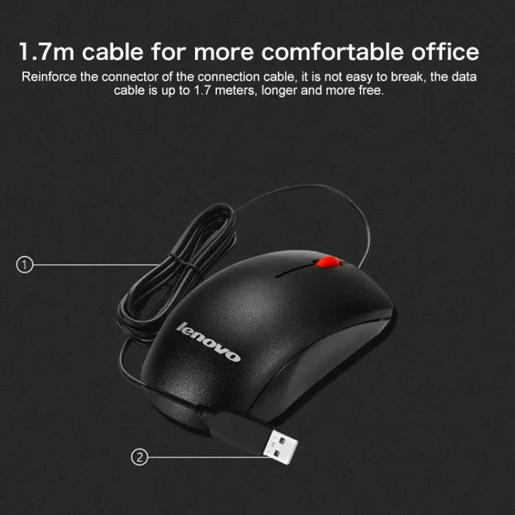 聯想 M120 Pro 時尚辦公紅點有線滑鼠，M120 Pro 有線滑鼠