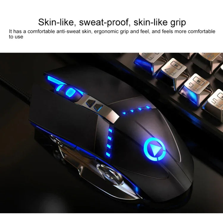 YINDIAO K002 USB 有線機械手感 RGB 背光鍵盤 + 光學靜音滑鼠套裝，RGB 背光 / 靜音 / 黑色，RGB 背光 / 白色