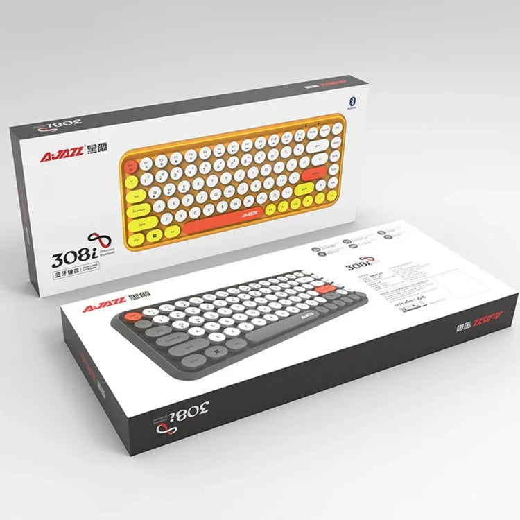 Ajazz 308I 平板手機電腦家用辦公無線鍵盤，黑色