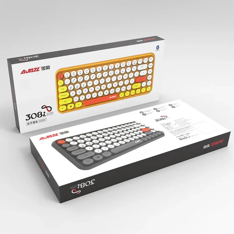 Ajazz 308I 84 鍵平板手機電腦家用辦公藍牙鍵盤，黃色