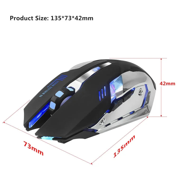 HXSJ M10 2.4GHz 6鍵USB可充電彩色燈光人體工學2400DPI無線光學遊戲滑鼠，適用桌上型電腦，M10