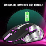 HXSJ M10 2.4GHz 6鍵USB可充電彩色燈光人體工學2400DPI無線光學遊戲滑鼠，適用桌上型電腦，M10