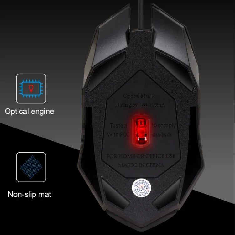 Chasing Leopard K2 USB LED 背光 1600DPI 三速可調有線光學遊戲滑鼠，長度：1.3m，K2