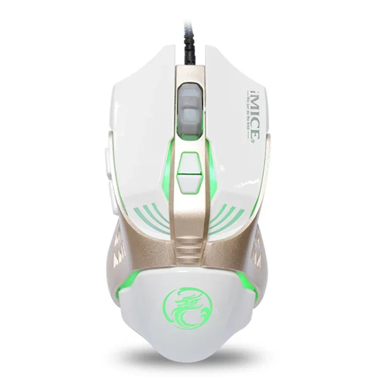 iMICE V5 USB 7鍵 4000 DPI 有線光學彩色背光遊戲滑鼠，適用電腦筆電，V5（白色）
