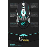 iMICE V5 USB 7鍵 4000 DPI 有線光學彩色背光遊戲滑鼠，適用電腦筆電，V5（白色）