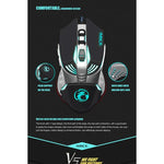 iMICE V5 USB 7鍵 4000 DPI 有線光學彩色背光遊戲滑鼠，適用電腦筆電，V5（白色）