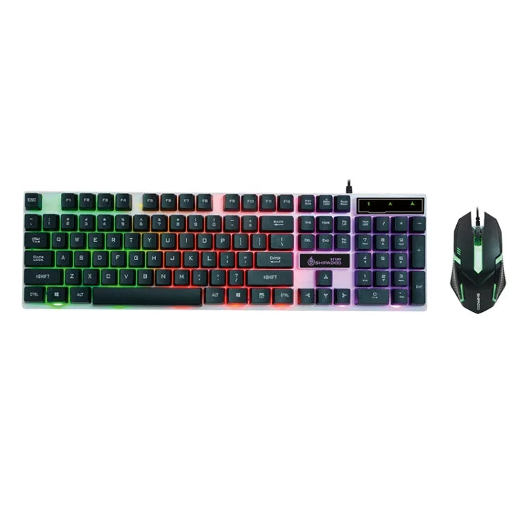 SHIPADOO D280 有線 RGB 背光機械手感懸浮鍵盤 + 3D 酷炫滑鼠套裝，適用筆電、PC，RGB 背光