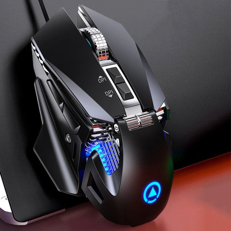 YINDIAO G10 7200DPI 7模式可調 7鍵 RGB 燈光有線金屬機械硬核巨集滑鼠，款式：音頻版