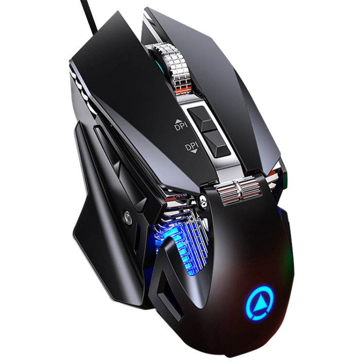 YINDIAO G10 7200DPI 7模式可調 7鍵 RGB 燈光有線金屬機械硬核巨集滑鼠，款式：音頻版