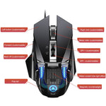 YINDIAO G10 7200DPI 7模式可調 7鍵 RGB 燈光有線金屬機械硬核巨集滑鼠，款式：音頻版