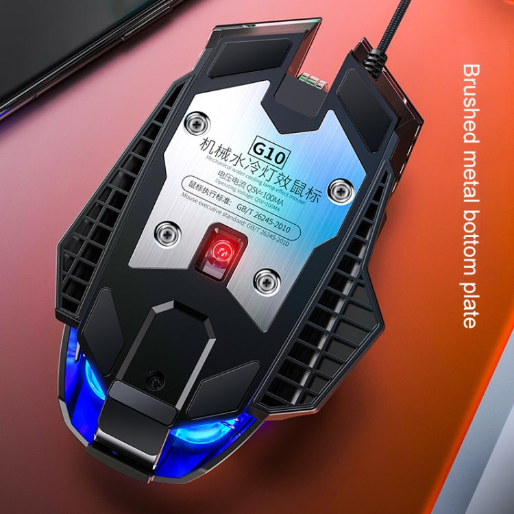 YINDIAO G10 7200DPI 7模式可調 7鍵 RGB 燈光有線金屬機械硬核巨集滑鼠，款式：音頻版