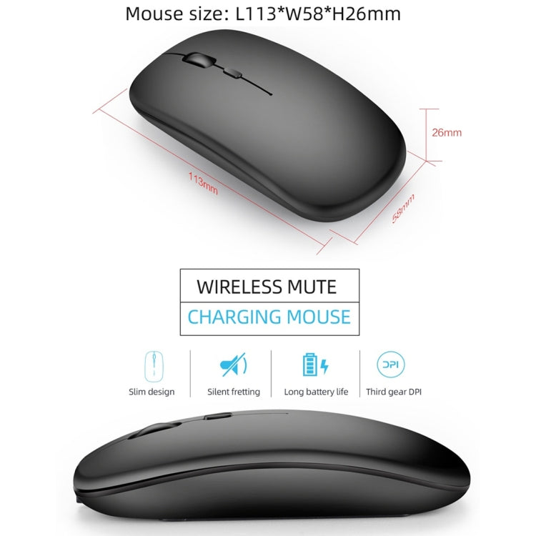 HXSJ M90 2.4GHz 超薄靜音可充電雙模無線藍牙筆記型電腦滑鼠