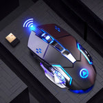 YINDIAO A4 2.4GHz 1600DPI 3模式可調可充電無線靜音遊戲滑鼠（灰銀色），黑銀色