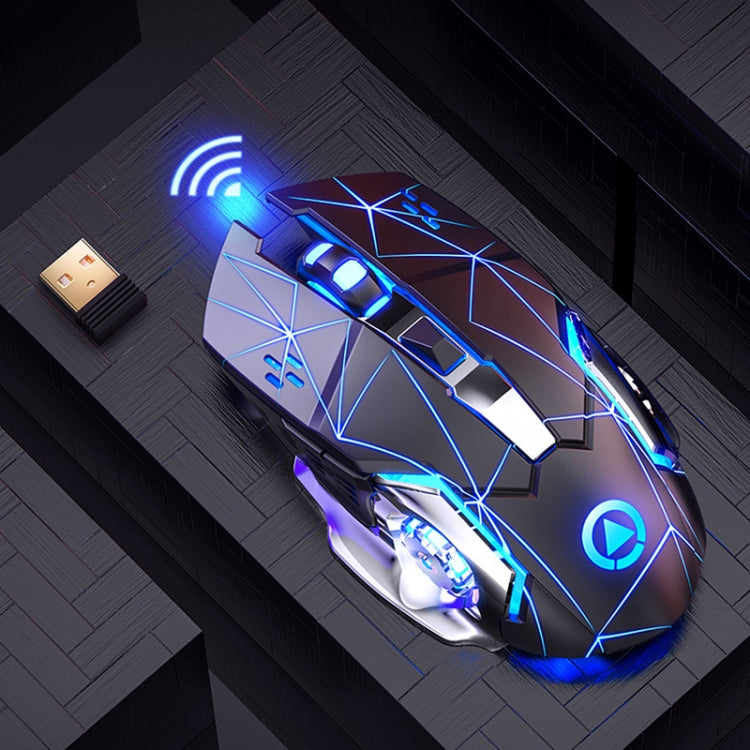 YINDIAO A4 2.4GHz 1600DPI 三模式可調充電無線靜音遊戲滑鼠（星空黑），星空黑
