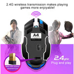 YINDIAO A4 2.4GHz 1600DPI 三模式可調充電無線靜音遊戲滑鼠（星空黑），星空黑