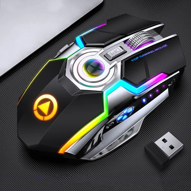 YINDIAO A5 2.4GHz 1600DPI 3模式可調可充電 RGB 燈光無線靜音遊戲滑鼠