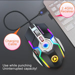 YINDIAO A5 2.4GHz 1600DPI 3模式可調可充電 RGB 燈光無線靜音遊戲滑鼠