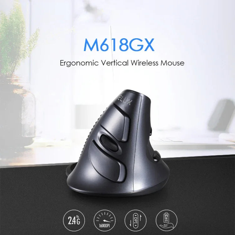 DELUX M618GX 無線人體工學垂直滑鼠 1600DPI 光學滑鼠，M618GX