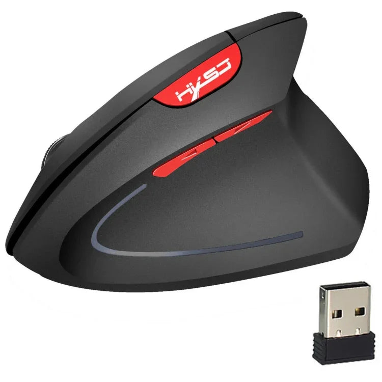 HXSJ T24 6鍵 2400 DPI 2.4G 無線垂直人體工學滑鼠帶 USB 接收器，6鍵 T24 黑色，6鍵 T24 灰色