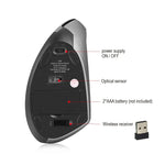 HXSJ T24 6鍵 2400 DPI 2.4G 無線垂直人體工學滑鼠帶 USB 接收器，6鍵 T24 黑色，6鍵 T24 灰色