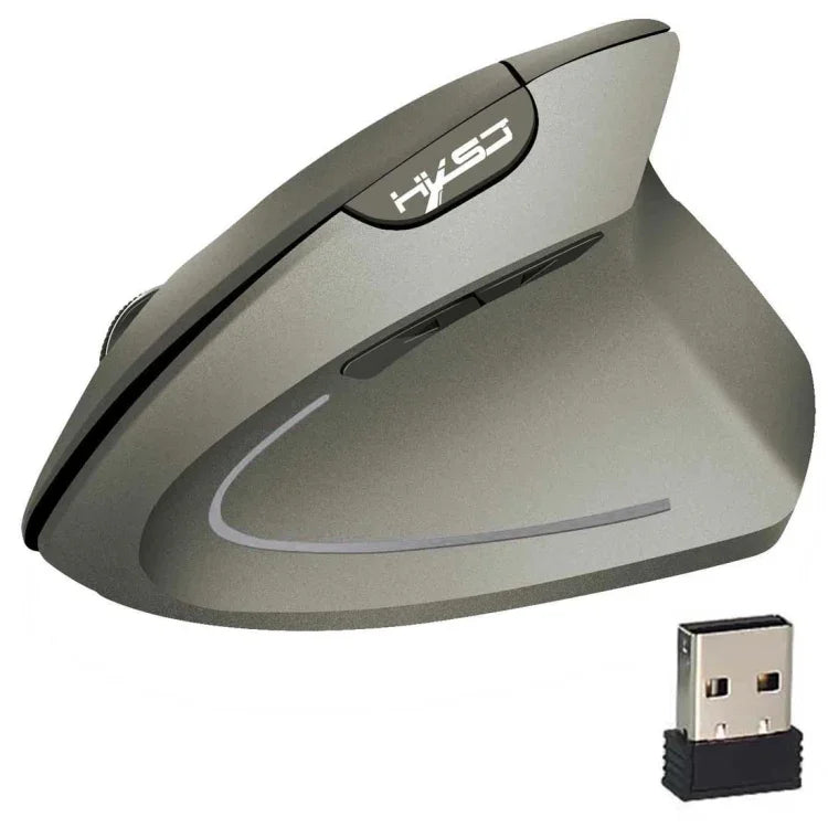 HXSJ T24 6鍵 2400 DPI 2.4G 無線垂直人體工學滑鼠帶 USB 接收器，6鍵 T24 黑色，6鍵 T24 灰色
