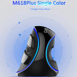 DELUX M618 Plus 有線藍色版光學滑鼠 人體工學垂直滑鼠 1600DPI，有線 1600DPI