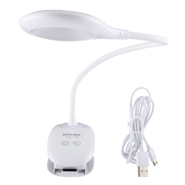 28 顆 LED 柔性鵝頸鏤空環形設計護眼燈 帶夾子及小夜燈功能，TGX-770