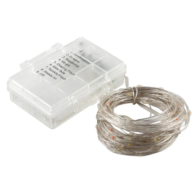 50顆LED 3節AA電池盒精靈燈裝飾燈，帶遙控器，直流5V，彩色燈/遙控器，白光燈/遙控器，暖白燈/遙控器