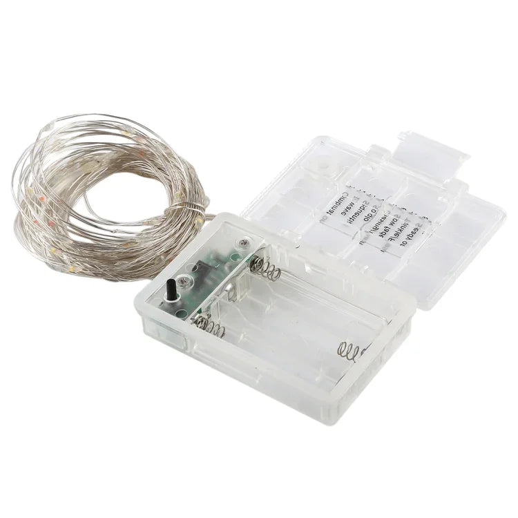 50顆LED 3節AA電池盒精靈燈裝飾燈，帶遙控器，直流5V，彩色燈/遙控器，白光燈/遙控器，暖白燈/遙控器