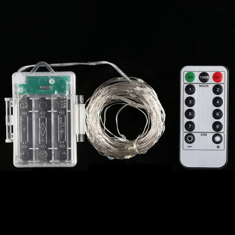 50顆LED 3節AA電池盒精靈燈裝飾燈，帶遙控器，直流5V，彩色燈/遙控器，白光燈/遙控器，暖白燈/遙控器
